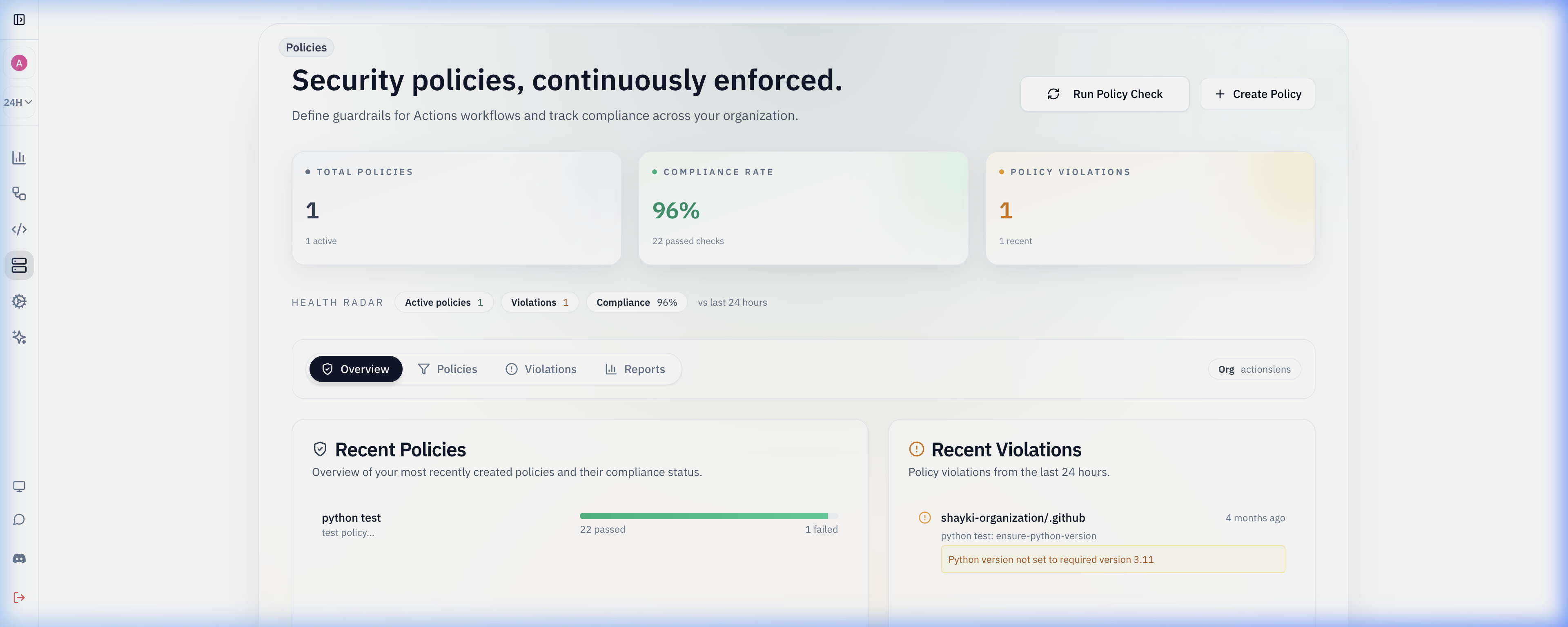 Security Policy Dashboard Preview